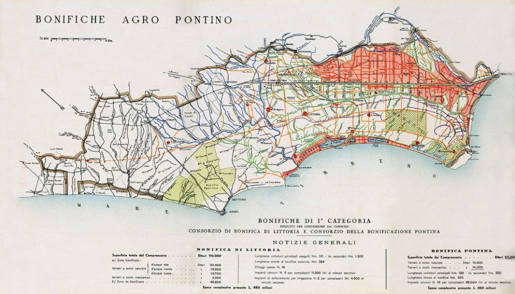 Carta delle Bonifiche Integrali dell’Agro Pontino (1939)