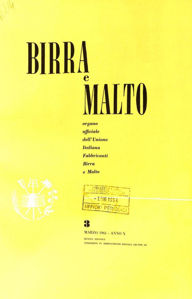 Copertina rivista Birra e Malto, organo ufficiale dell’Unione Italiana Fabbricanti Birra e Malto, 1963