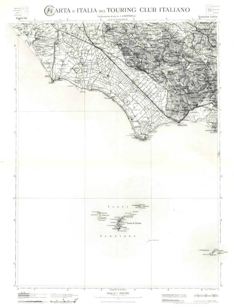 Il Lazio nella Carta d'Italia. Foglio 34. Frosinone-Latina, del Touring club italiano; in “Cartografia storica” in “Geoportale Cartografico” del G.I.S. ‒ Sistema Informativo Geografico della Città Metropolitana di Roma Capitale.